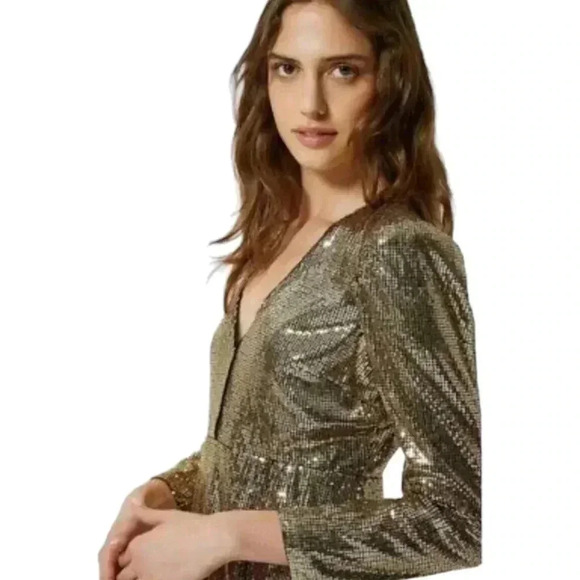 Rebecca Minkoff $248.00 Gold Sequin Sydney Dress, Size 10 Gold - Picture 4 of 12